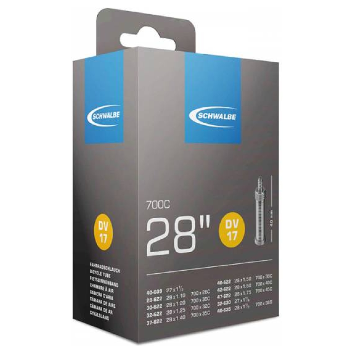 Schwalbe DV17 Binnenband - 28 inch, Hollands ventiel, 40mm